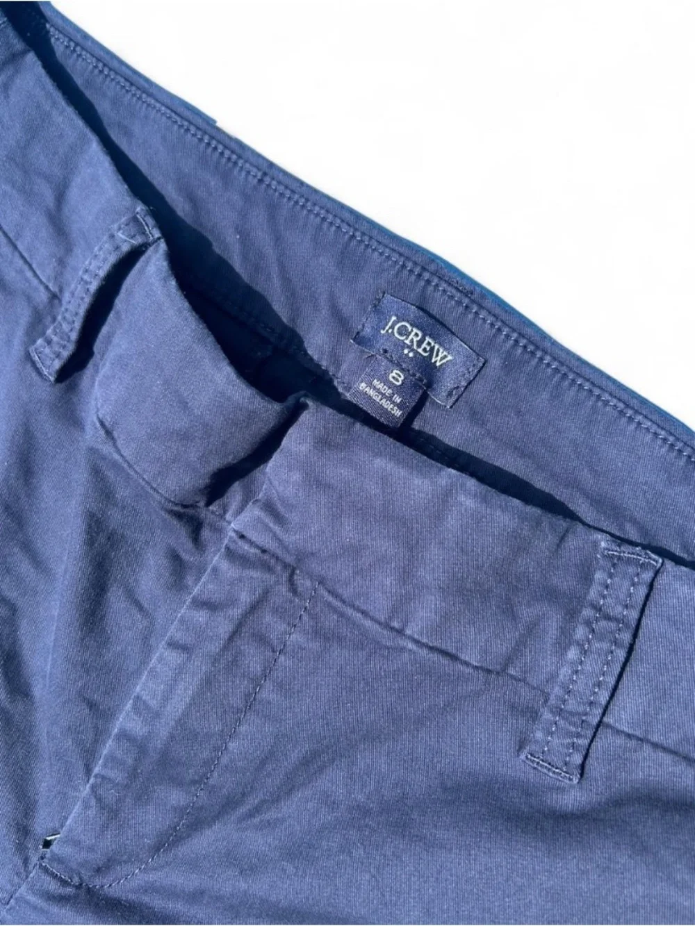J. Crew Navy Flat-Front Cotton Chino Shorts